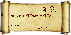 Miler Dömötör névjegykártya